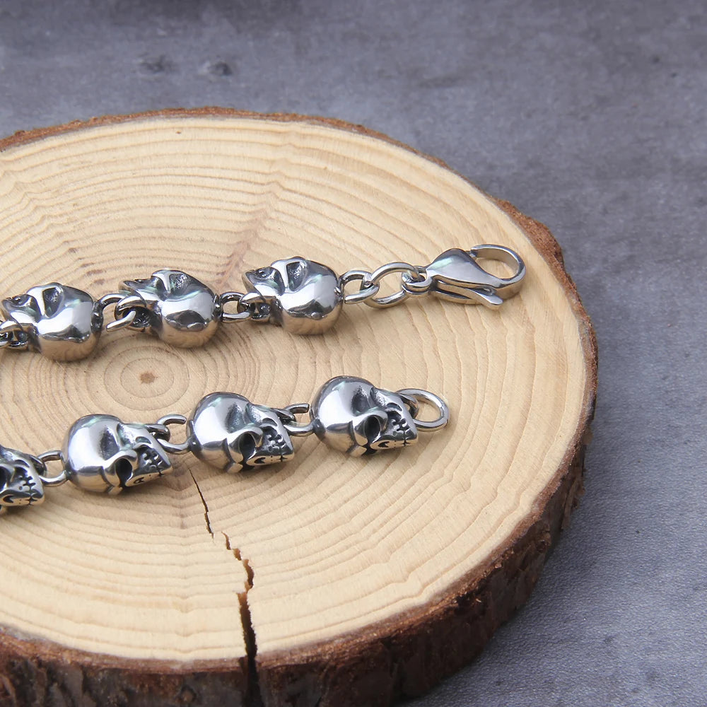 Stainless steel punk skull chain