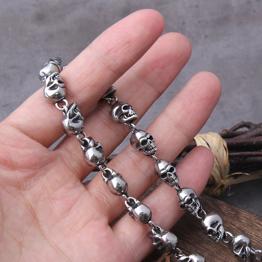 Stainless steel punk skull chain