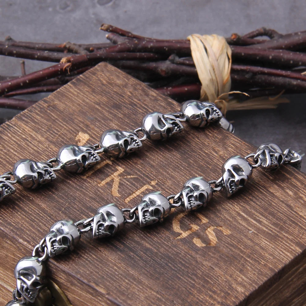 Stainless steel punk skull chain