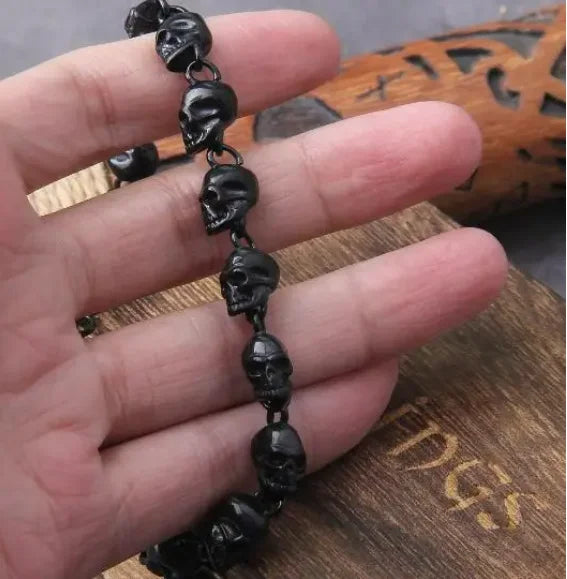 Stainless steel punk skull bracelet