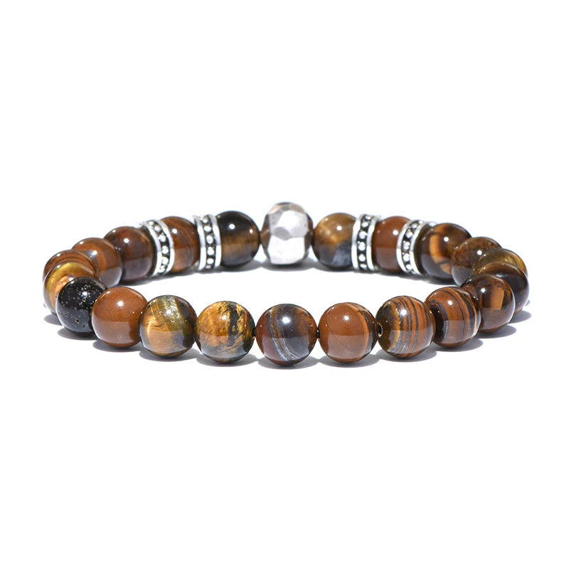 Stainless Steel Natural Stone Brazalete Beaded Bracelet