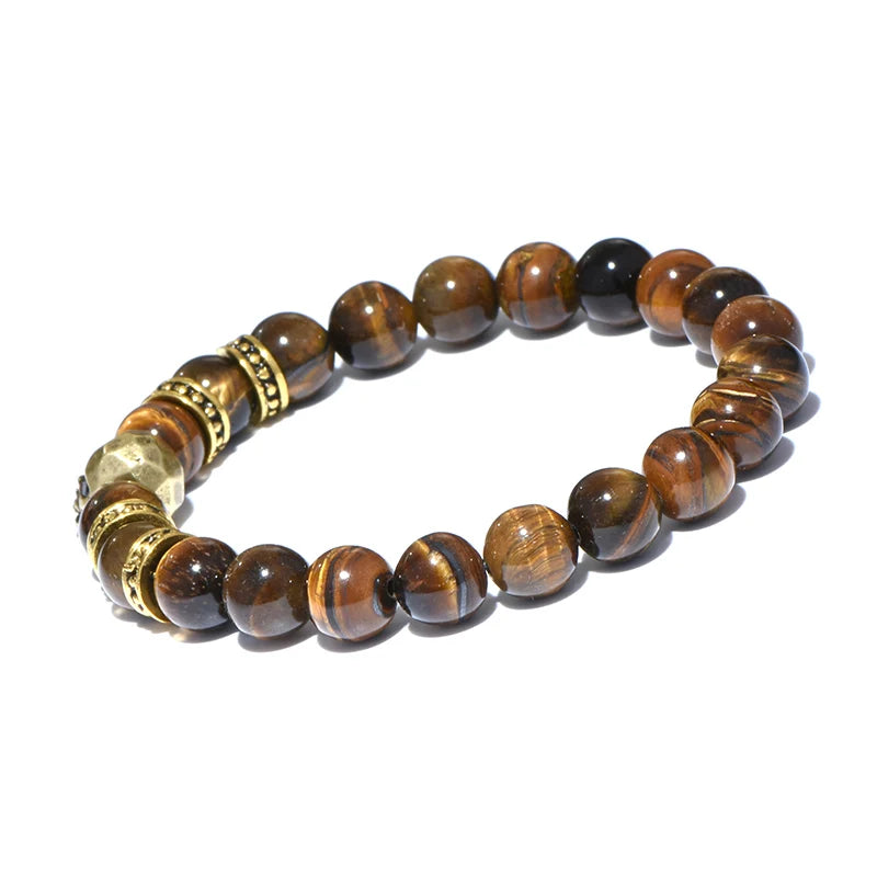 Stainless Steel Natural Stone Brazalete Beaded Bracelet