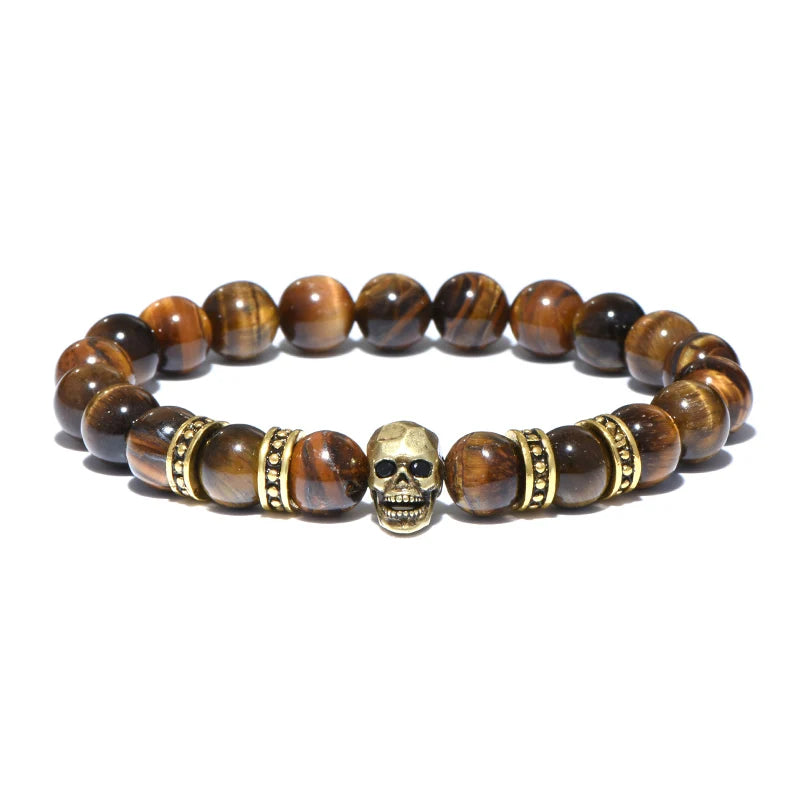 Stainless Steel Natural Stone Brazalete Beaded Bracelet