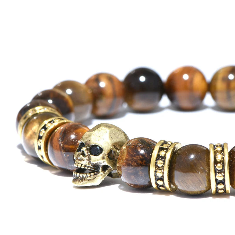 Stainless Steel Natural Stone Brazalete Beaded Bracelet