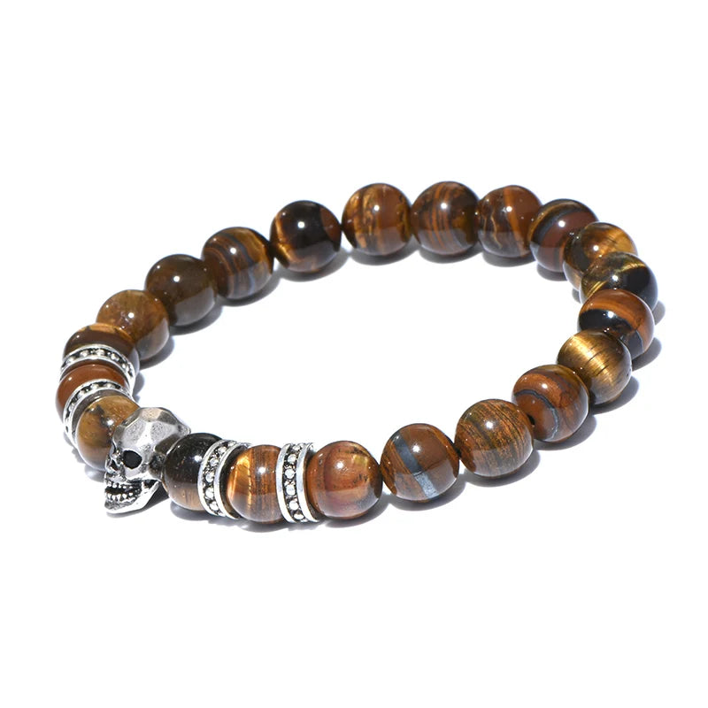 Stainless Steel Natural Stone Brazalete Beaded Bracelet