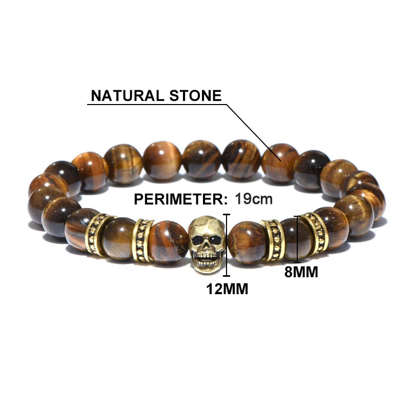 Stainless Steel Natural Stone Brazalete Beaded Bracelet