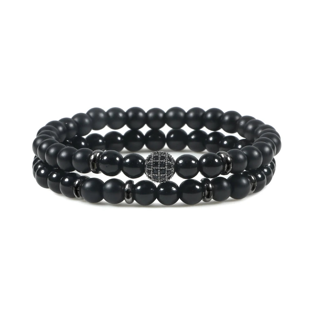 2Pcs Natural Stone Beaded Bracelet