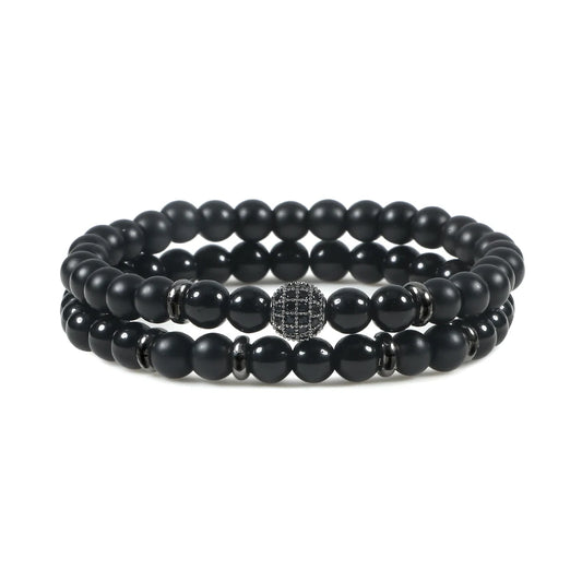 2Pcs Natural Stone Beaded Bracelet
