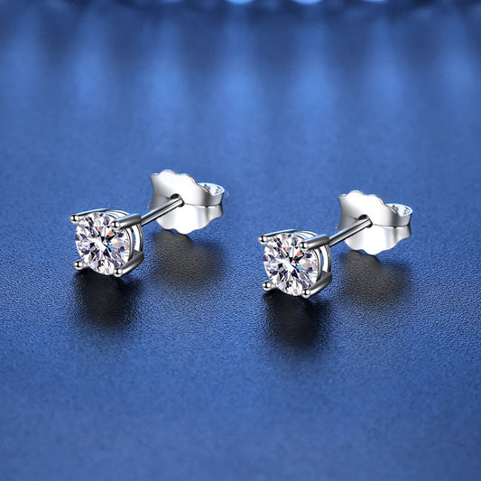 4 Prong Sterling Silver Moissanite Earrings