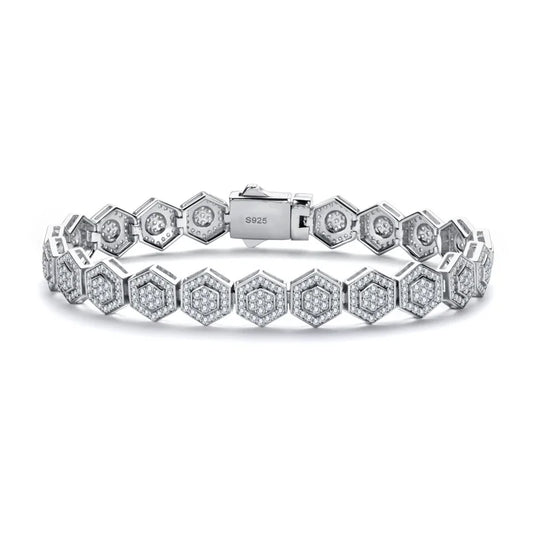 Hexagon 925 Sterling Silver Moissanite Bracelet