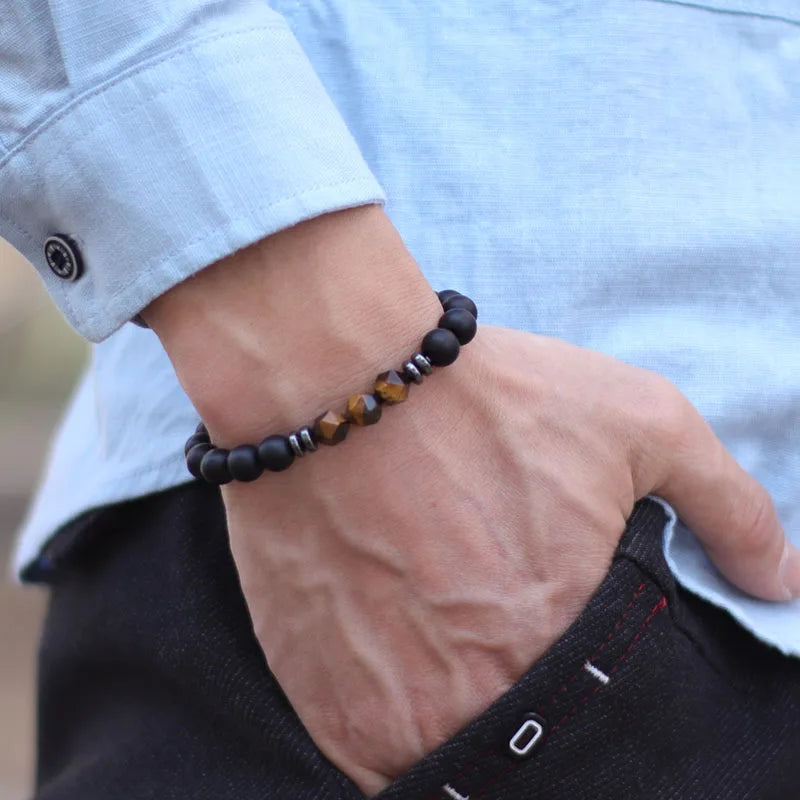Black Onyx Stone Beaded Bracelet