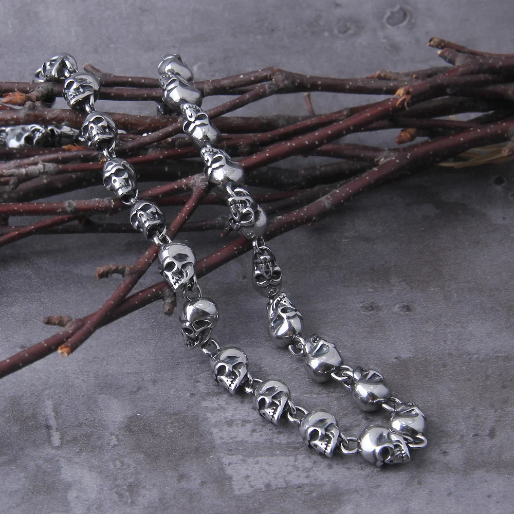Stainless steel punk skull chain