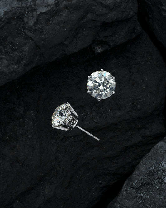 6 Prong Sterling Silver Moissanite Earrings